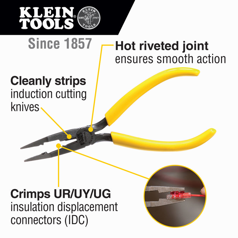 Klein Tools |  Pliers, Connector Crimping Needle Nose, 7-Inch | #VDV026-049
