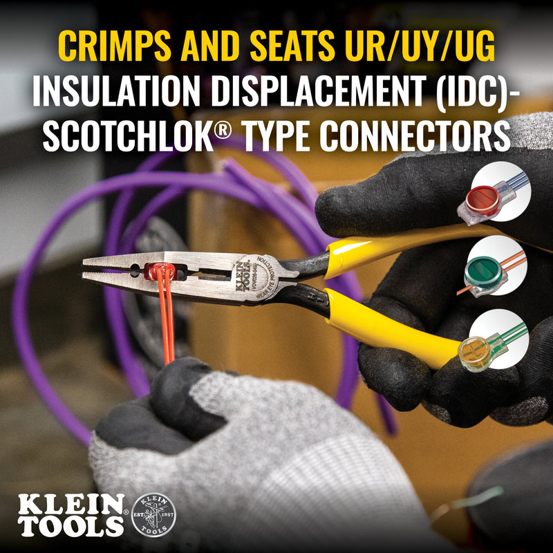 Klein Tools |  Pliers, Connector Crimping Needle Nose, 7-Inch | #VDV026-049