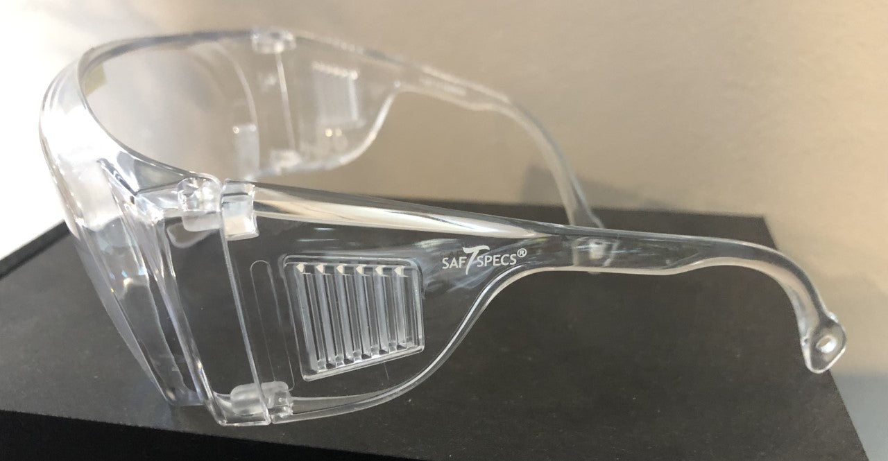 Safety Glasses- Clear Anti-Fog Lens, Clear Frame, Fits Over Prescription Glasses