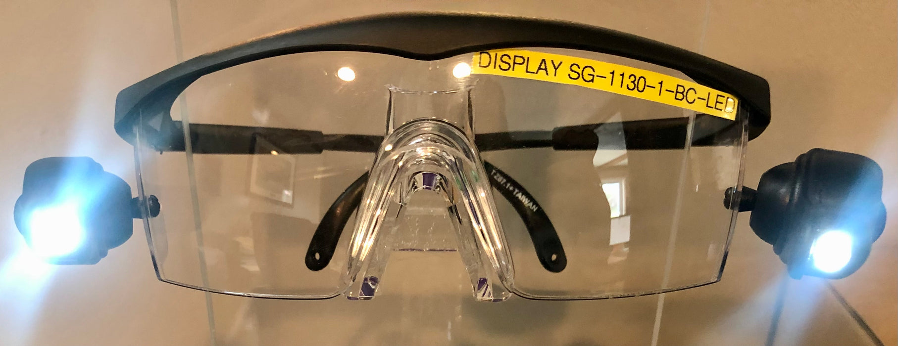 Safety Glasses- Clear Anti-Fog Lens, Black Adjustable Frame, w/ LED Lights [SG-1130-I-BC-LED]