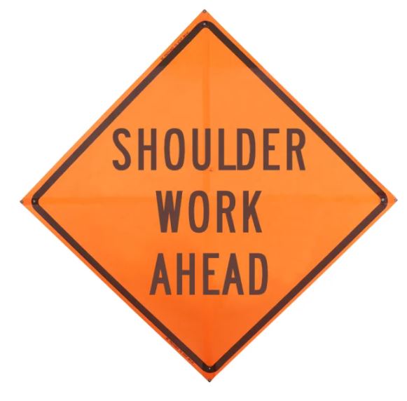 Shoulder Work Ahead, 48" Mesh Roll Up Sign