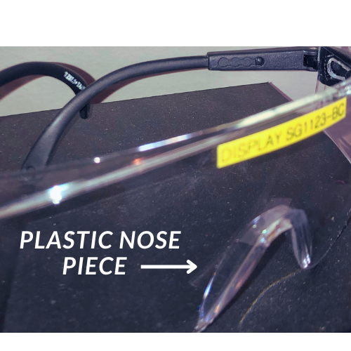 Safety Glasses- Clear Lens, Black Adjustable Frame, Fits Over Prescription Glasses